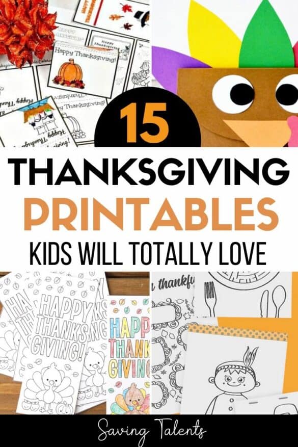 15 Thanksgiving Printables &amp; Crafts DIY for Kids - Saving Talents