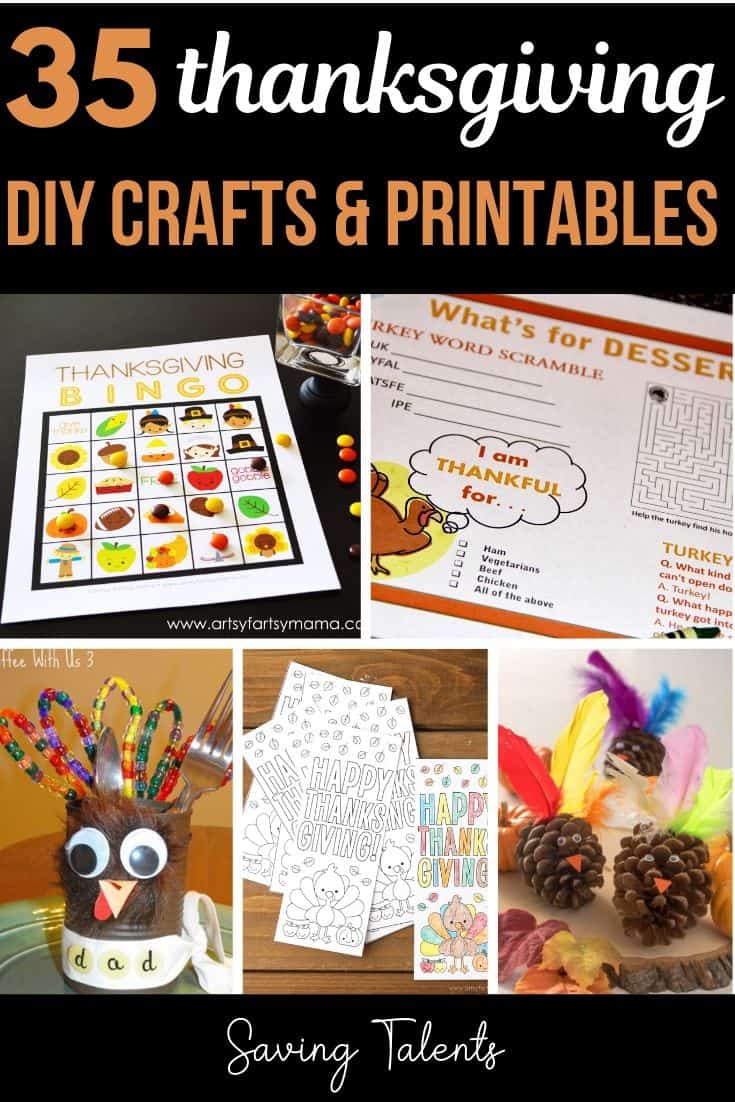 15 Printable Thanksgiving Crafts DIY for Kids - Saving Talents