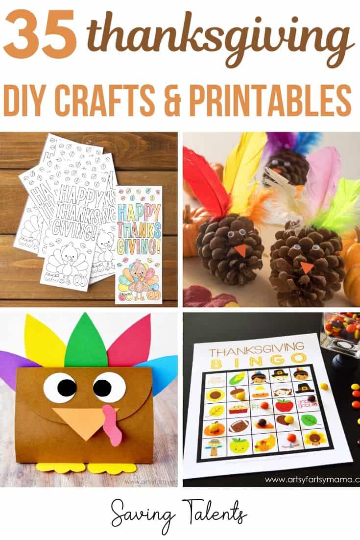 15 Printable Thanksgiving Crafts DIY for Kids - Saving Talents