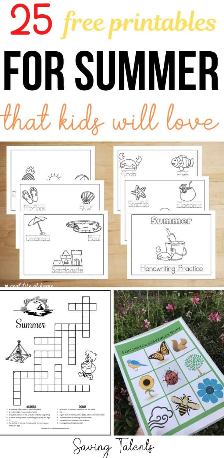 26 Free Summertime Printables for Kids To Keep Them Busy! - Saving Talents