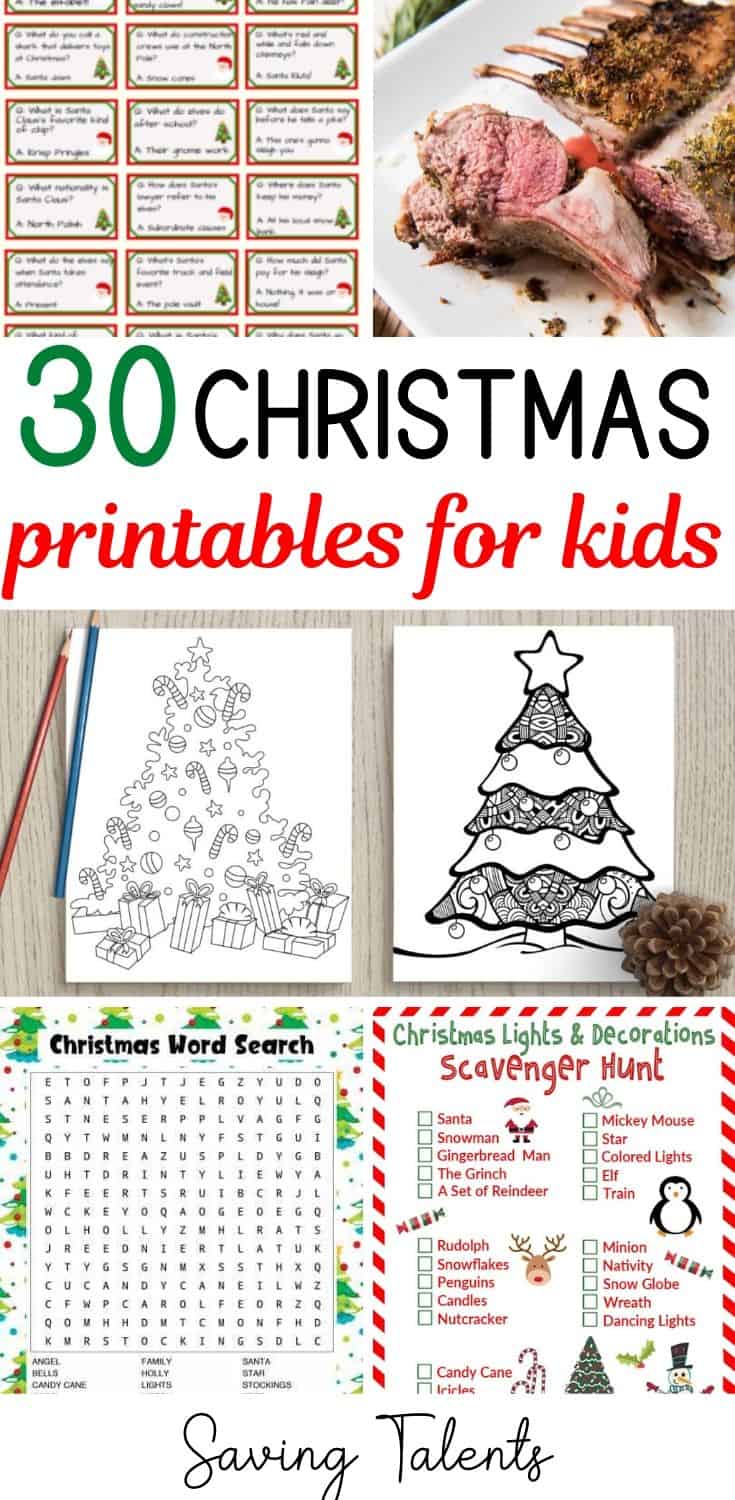 30 Free Christmas Printables for Kids - Saving Talents
