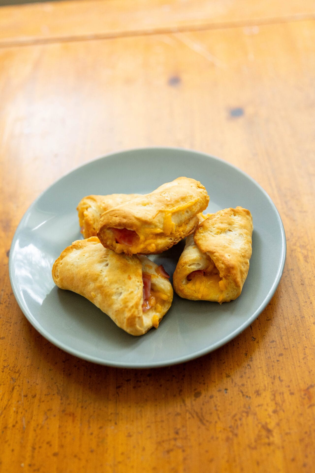 Ham and Cheese Roll-Ups on a plate.