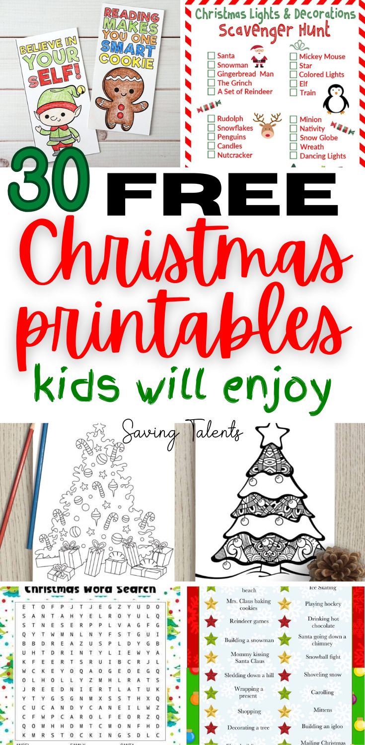 30 Free Christmas Printables for Kids - Saving Talents