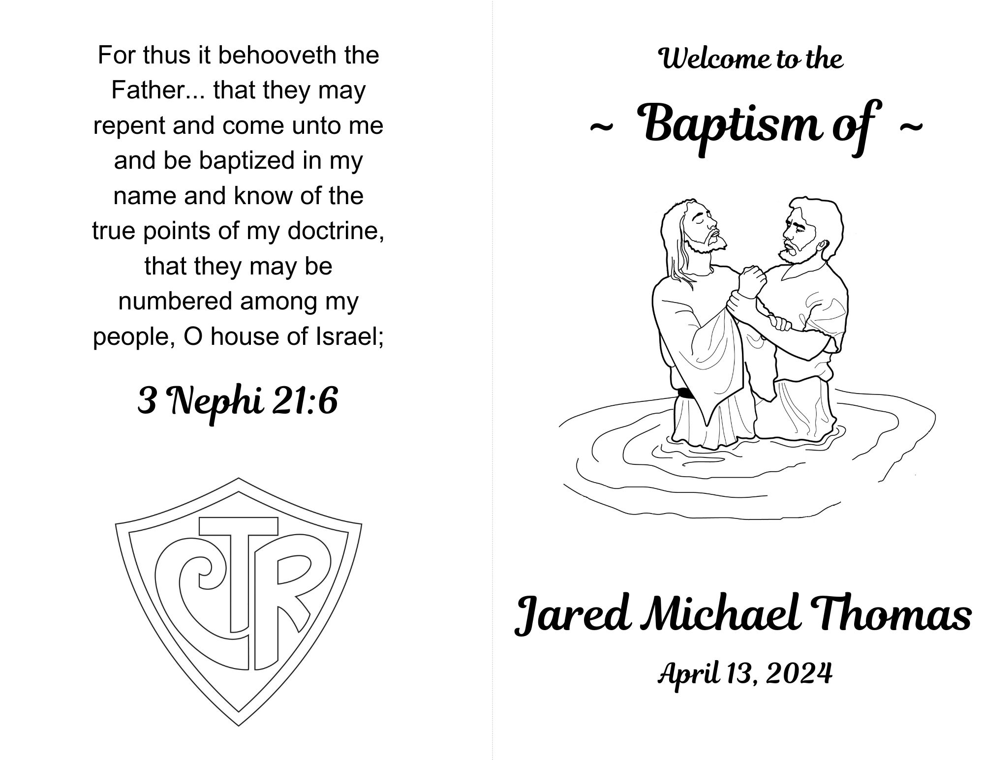 Free Printable Baptism Program - Saving Talents