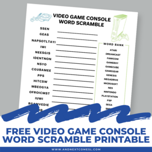 19 Free Gaming Printables for Kids - Free Printable Video Game Console Word Scramble Game For Kids With Answers Square 300x300 