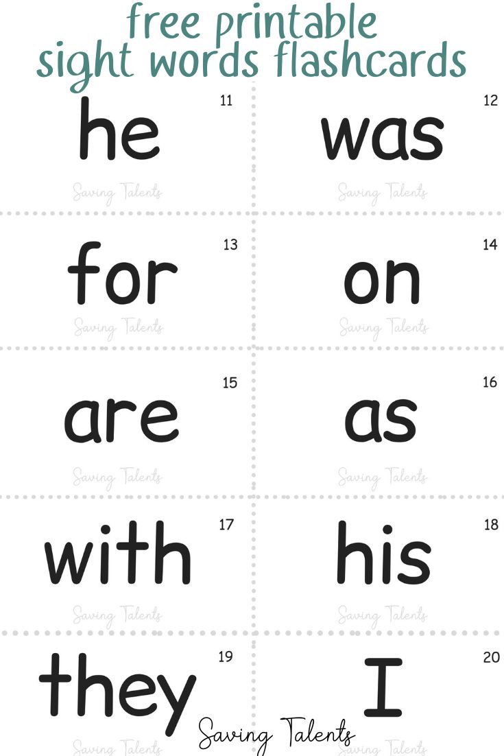 Fry's First 100 Sight Words Free Printable Flashcards