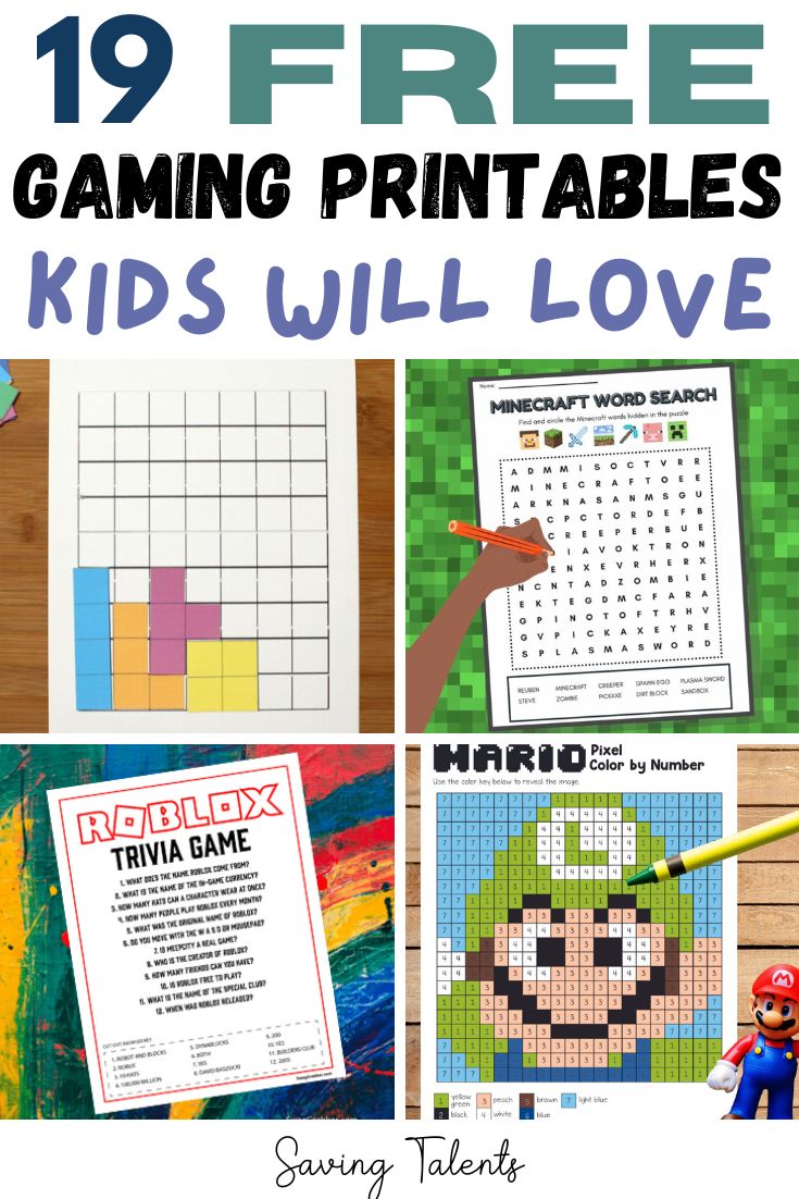 19 Free Gaming Printables for Kids - Gaming Printables For Kids 1 