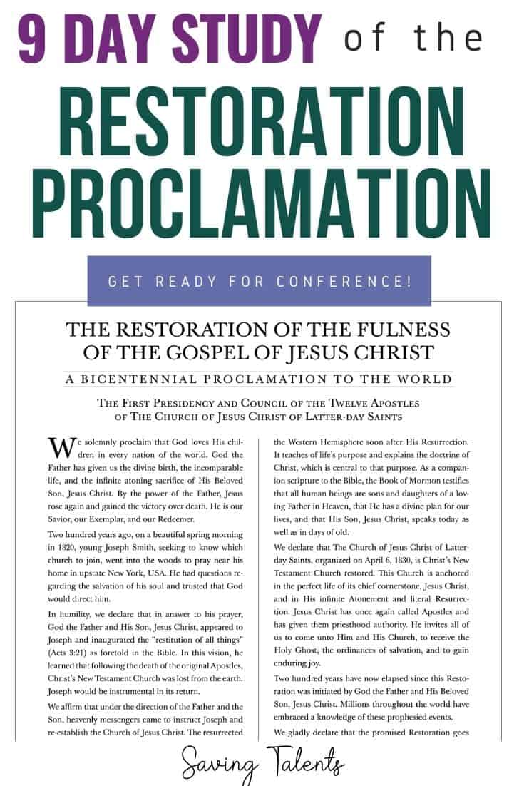 Restoration Proclamation Study by Paragrah - Saving Talents